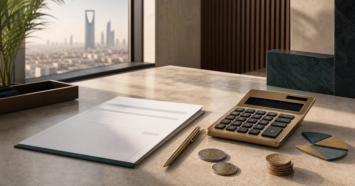 Calculator and invoice illustrating Saudi VAT calculations